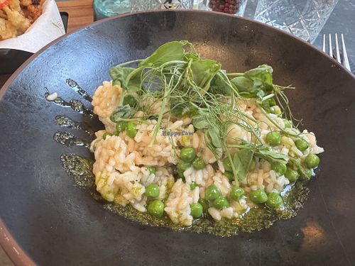 ROAST GARLIC, PEA, SPINACH & MINT RISOTTO  at The Bull on Bell Street in Henley-on-thames