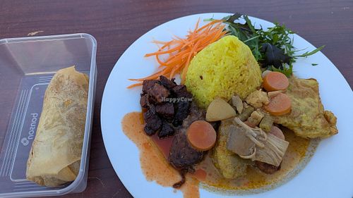 Spring roll and Combo meal at Vegan Night Market at Indo Tempeh House in Christchurch
