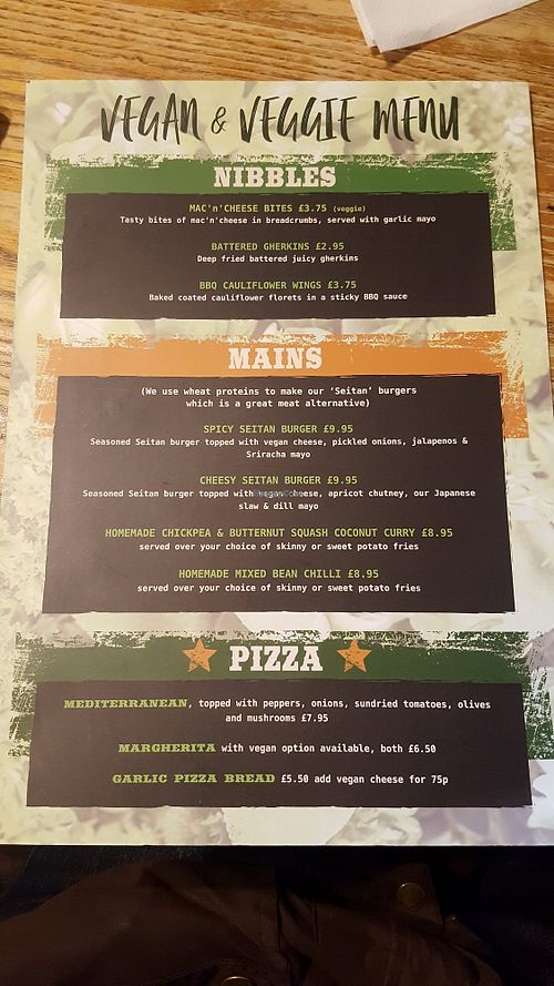Veggie vegan menu at Gibson's in York