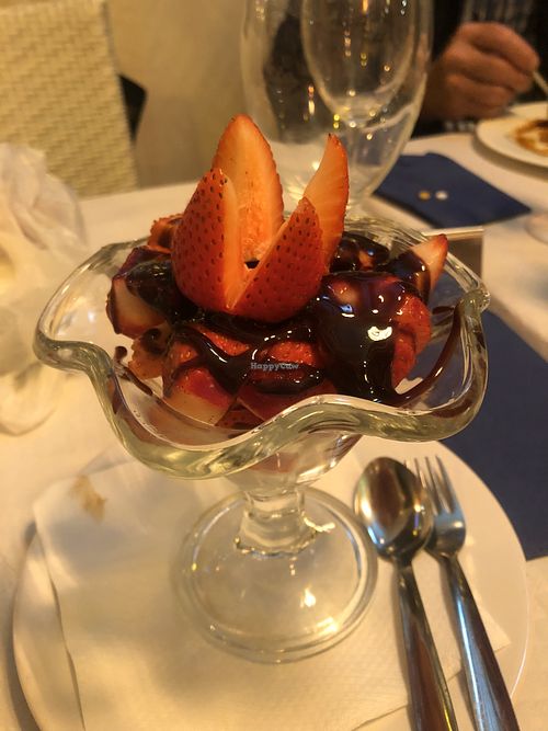 dessert (strawberries with chocolate sauce)  at Rincón del Sevillano in Nerja