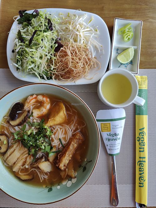 Thai rice noodle soup at Vegan Heaven in Da Lat