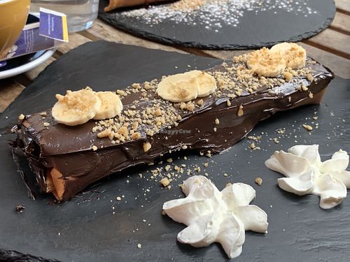 Vegan chocolate crepe with banana and walnut   at Ammos in Linkoping