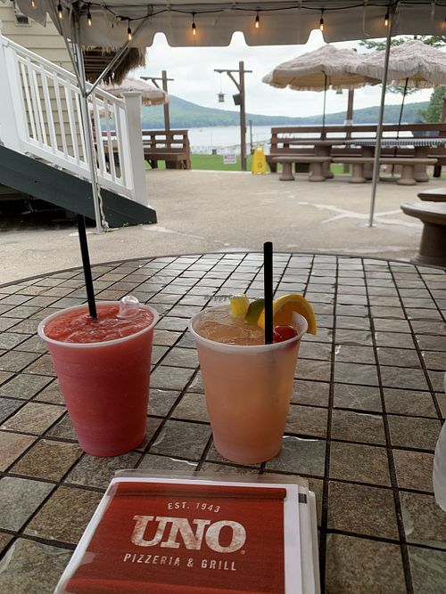 Tasty tiki inspired drinks at the Honi Honi patio which also serves Pizzeria Uno food at UNO Pizzeria in Oakland
