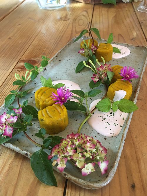 Sweet pumpkin with tasty sauce at Jag Eunbueok 작은부엌 in Jeju