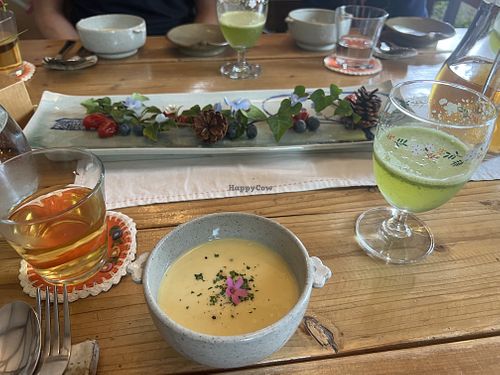 Cold corn soup  at Jag Eunbueok 작은부엌 in Jeju