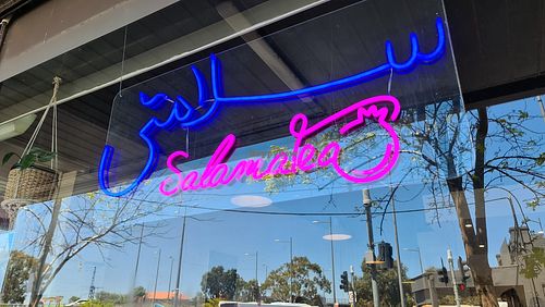 Look for the destinctive sign at Cafe Sunshine & Salama Tea in Sunshine