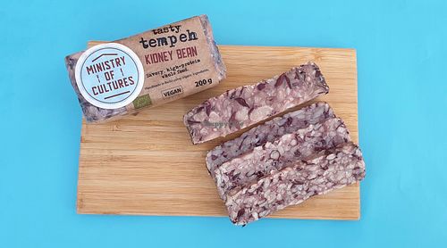 Super delicious fresh tempeh, this one is from kidney bean.  at Wild & Cultured in Berlin