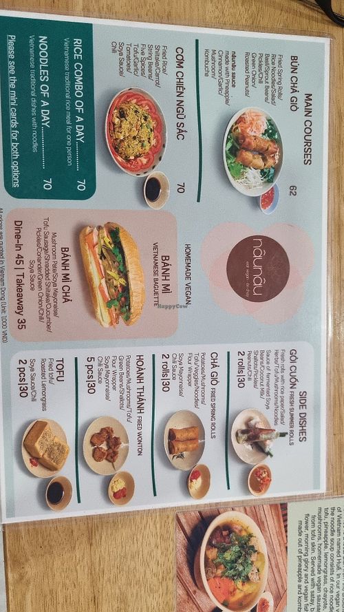 Menu (as of May 2024) at Nâunâu in Ho Chi Minh City