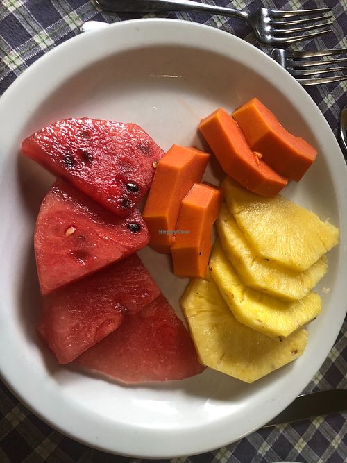 Fruit salad  at Hotel Tikal Inn in Tikal