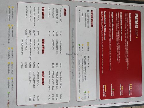 Clearly marked vegan options. at Souvlaki Lovers in Nicosia