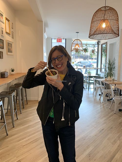 Suzannah happy oil free vegan  at The Whole Bowl in Brooklyn