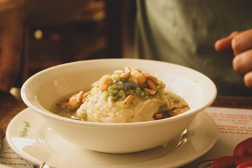 hummus with corn oil & pine nuts at Abu Jbara in Amman