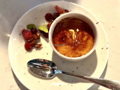 Vegan crème brûlée (I took the photo after I cracked the surface)  at Glas Restaurant in Dublin