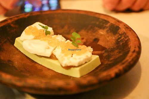 green pea panna cotta at Glas Restaurant in Dublin