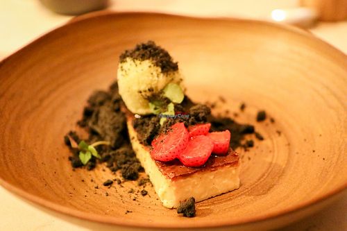 cheesecake with cucumber sorbet at Glas Restaurant in Dublin