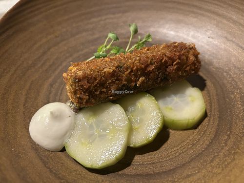 Spinach Croquette (VG)
Compressed Baby Gem, Pickled Cucumber, Wasabi Aioli  at Glas Restaurant in Dublin
