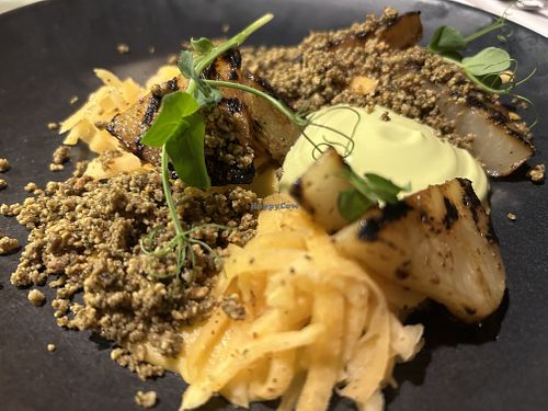 Grilled Kohlrabi (VG)
Smoked Turnip Puree, Wild Garlic Aioli, Lovage Crumble  at Glas Restaurant in Dublin