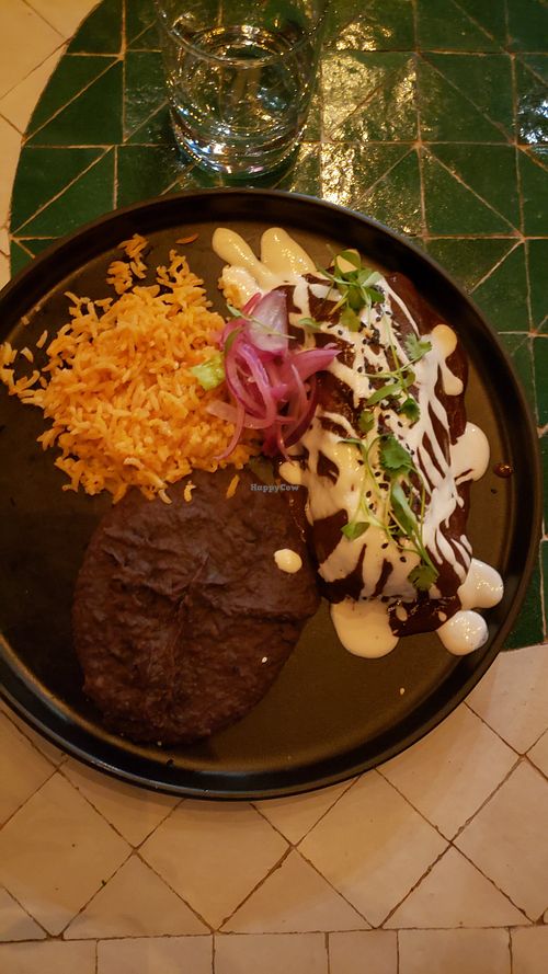 Tamale black bean mushroom mole at Gracias Madre in Newport Beach