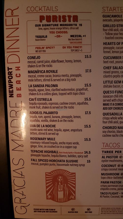 Cocktails at Gracias Madre in Newport Beach