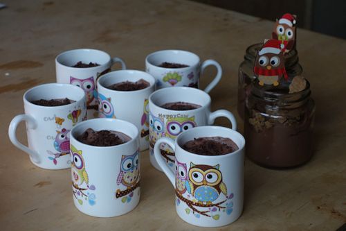 Two different kinds of vegan mousse au chocolat at the 2019 vegan X-mas party at SaarVeggies in Saarbrucken