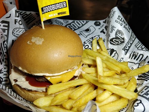 The classic burger with impossible patty and vegan cheese at The Goodburger - Bukit Timah in Central Singapore