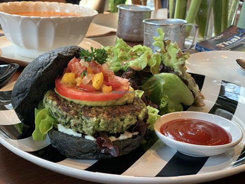 Charcoal Plant burger - veg patty, not imitation meat at Broccoli Revolution - Charoenkrung in Bangkok