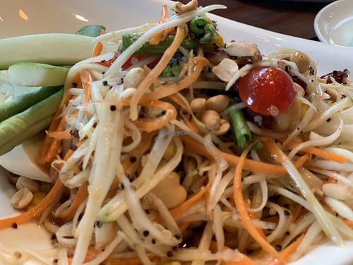 Papaya salad - not spicy enough, but delicious anyway at Broccoli Revolution - Charoenkrung in Bangkok