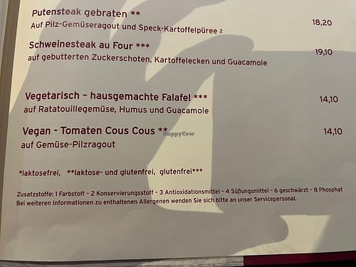 Vegan option on menu   at Seepferdchen in Zingst