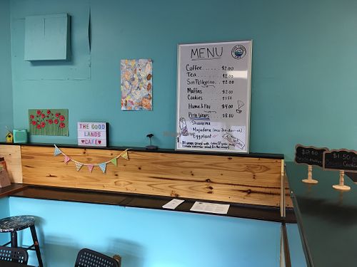 Cheerful colours and a short but sweet menu. at The Good Lands Cafe in Winnipeg