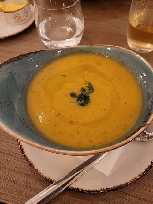 Vegan vegetable soup at Adventure Hotel Hof in Hof