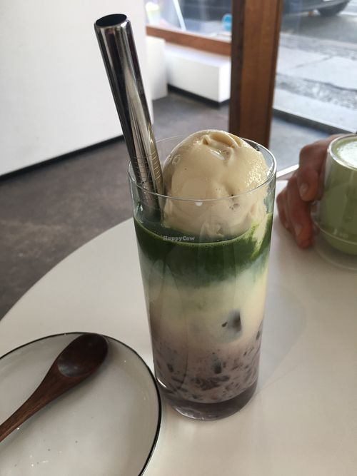 Adzuki matcha latte with soy ice cream   at Soi & Co in Berlin