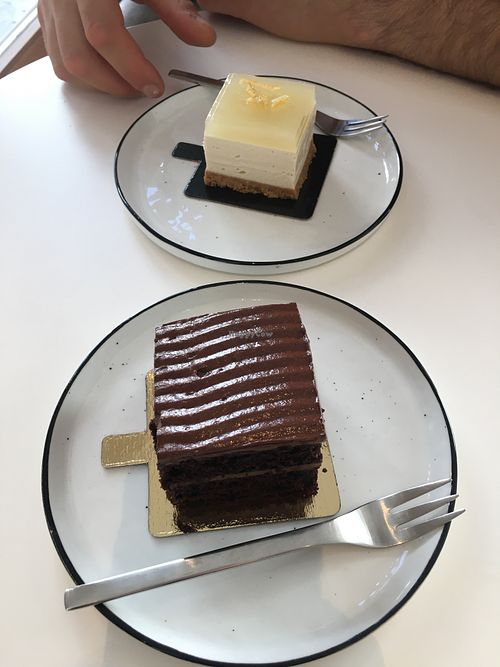 Yuzu tofu cake & chocolate tamari cake   at Soi & Co in Berlin
