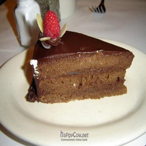 Chocolate raspberry cake at Red Lentil in Watertown