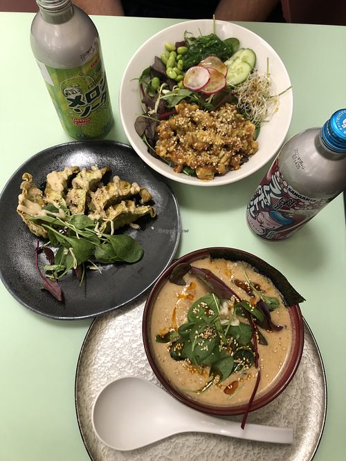 vegan tantan ramen, gyoza, tofu & avocado don at Tokumaru in Tartu