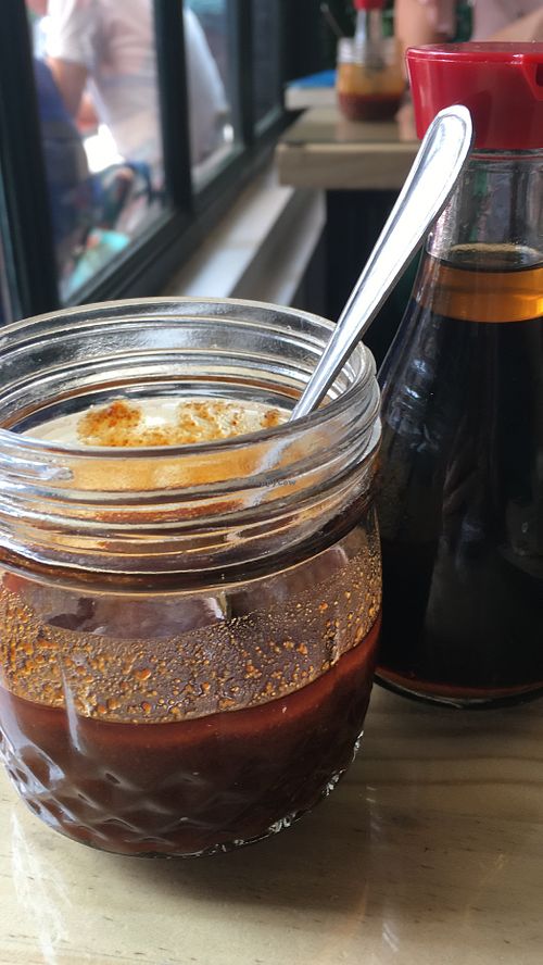 Spicy sauce: delicious  at Mama Chau's in Santiago