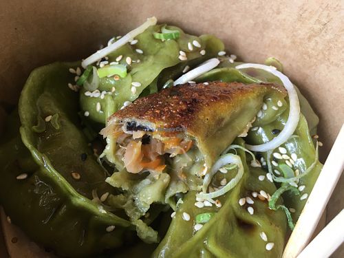 Dumpling are brazed on the bottom at Mama Chau's in Santiago