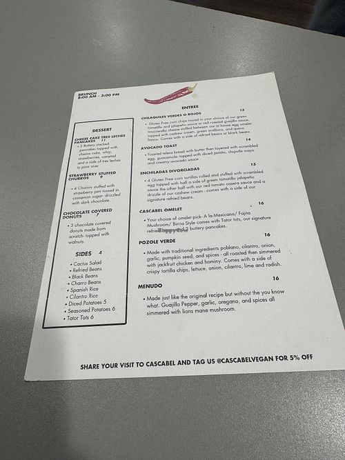 Menu   at Cascabel in Houston