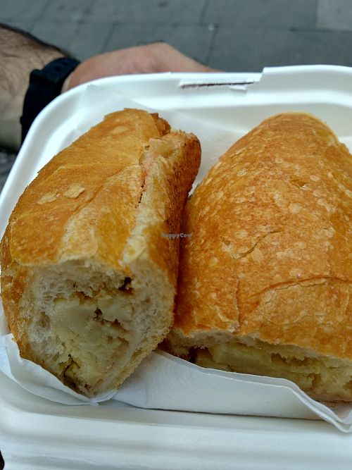 Tortilla bocadillo! So good!! at The Vegan Corner in Barcelona