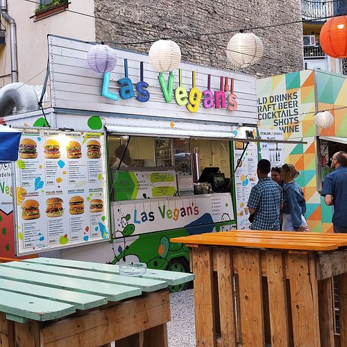 Hangulatos Street Food bisztrókocsi. ✌️ at Las Vegan's - Kazinczy 11 in Budapest