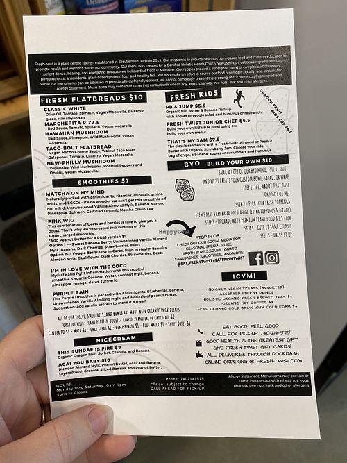 Menu at Fresh Twist in Steubenville