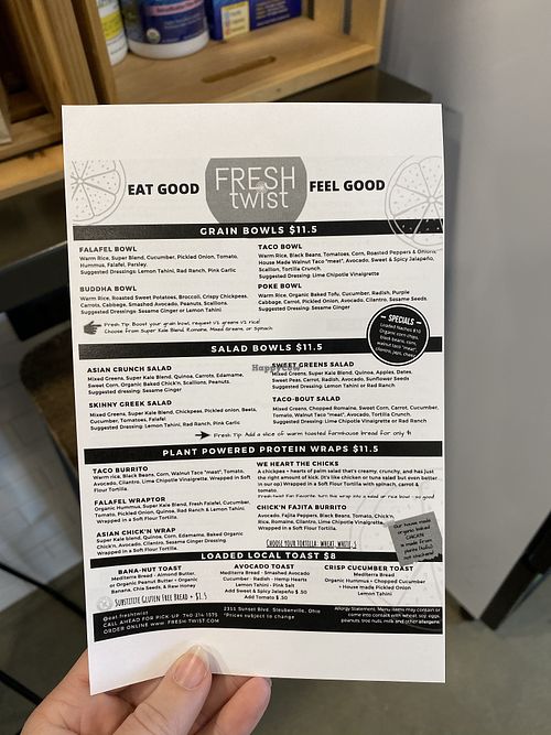 Menu at Fresh Twist in Steubenville
