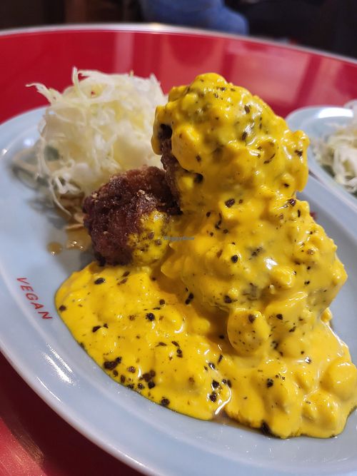 Vegan karaage with vegan tartar sauce at Izakaya Masaka in Tokyo