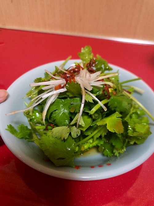 Cilantro salad at Izakaya Masaka in Tokyo