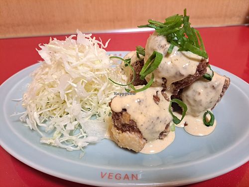 Vegan karaage with yuzu pepper mayonnaise at Izakaya Masaka in Tokyo