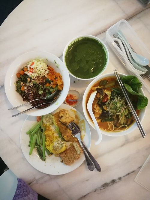 1. Lei Cha Brown Rice RM12.90
2. Nasi Lemak RM13.90
3. Curry Mee RM13.90
 at Green Talk Healthy Organic & Cafe 绿言有机 in Kajang
