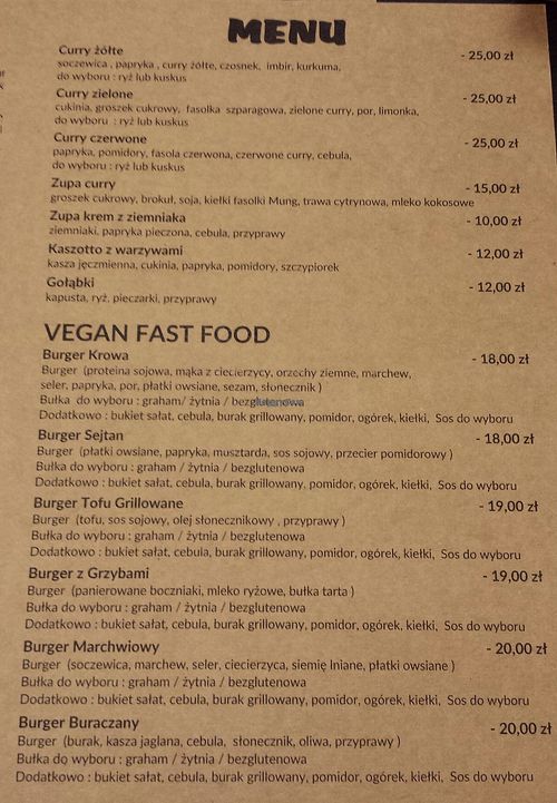 Menu, page 1 of 2. For illustration purposes; the menu is subject to change. at Wat Kam Chu in Gdynia