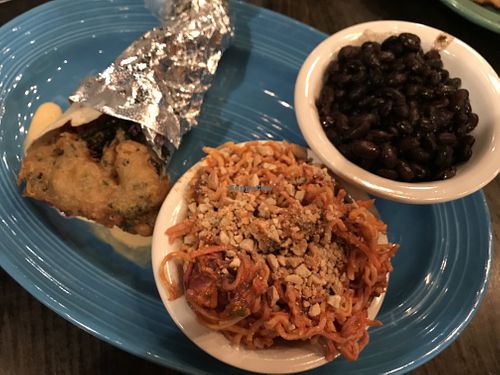 Tempura Broccolini Taco w sides  at Black Sheep in Charleston