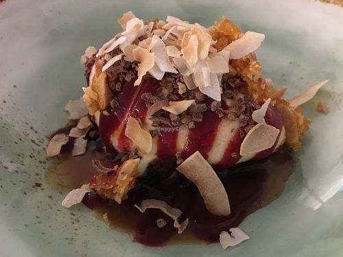 Salted caramel brownie with ice cream and toppings at Lashings in Wellington