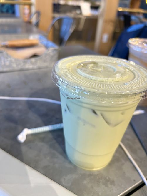 Coconut matcha iced latte  at Organic Krush in Roslyn