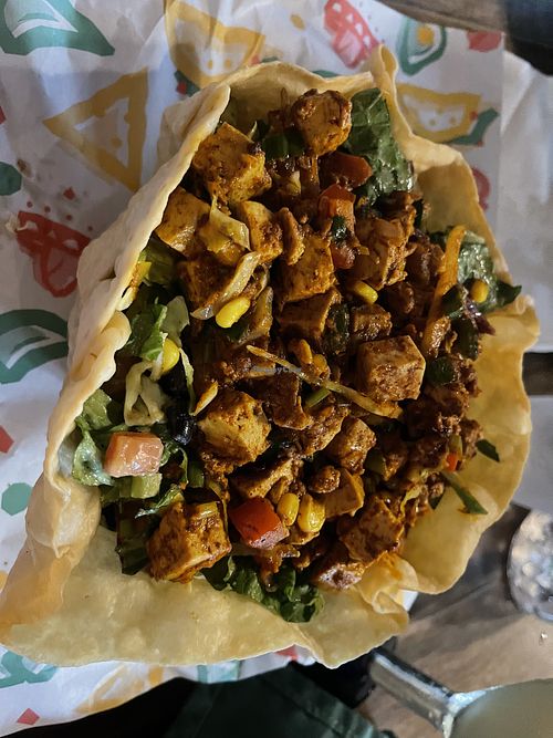 Taco bowl with tofu   at Greengos Caribbean Cantina in St Thomas